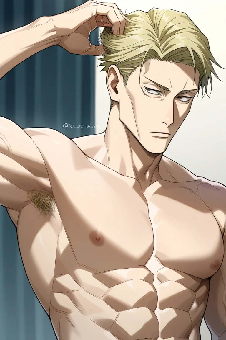 detailed face, detailed hands, detailed legs, detailed fingers, detailed hair, detailed eyes, detailed skin, dynamic lighting, small tiny shinny black g-string, bulge, iridescent skin, perfect eyes, messy green hair , bio-luminescent