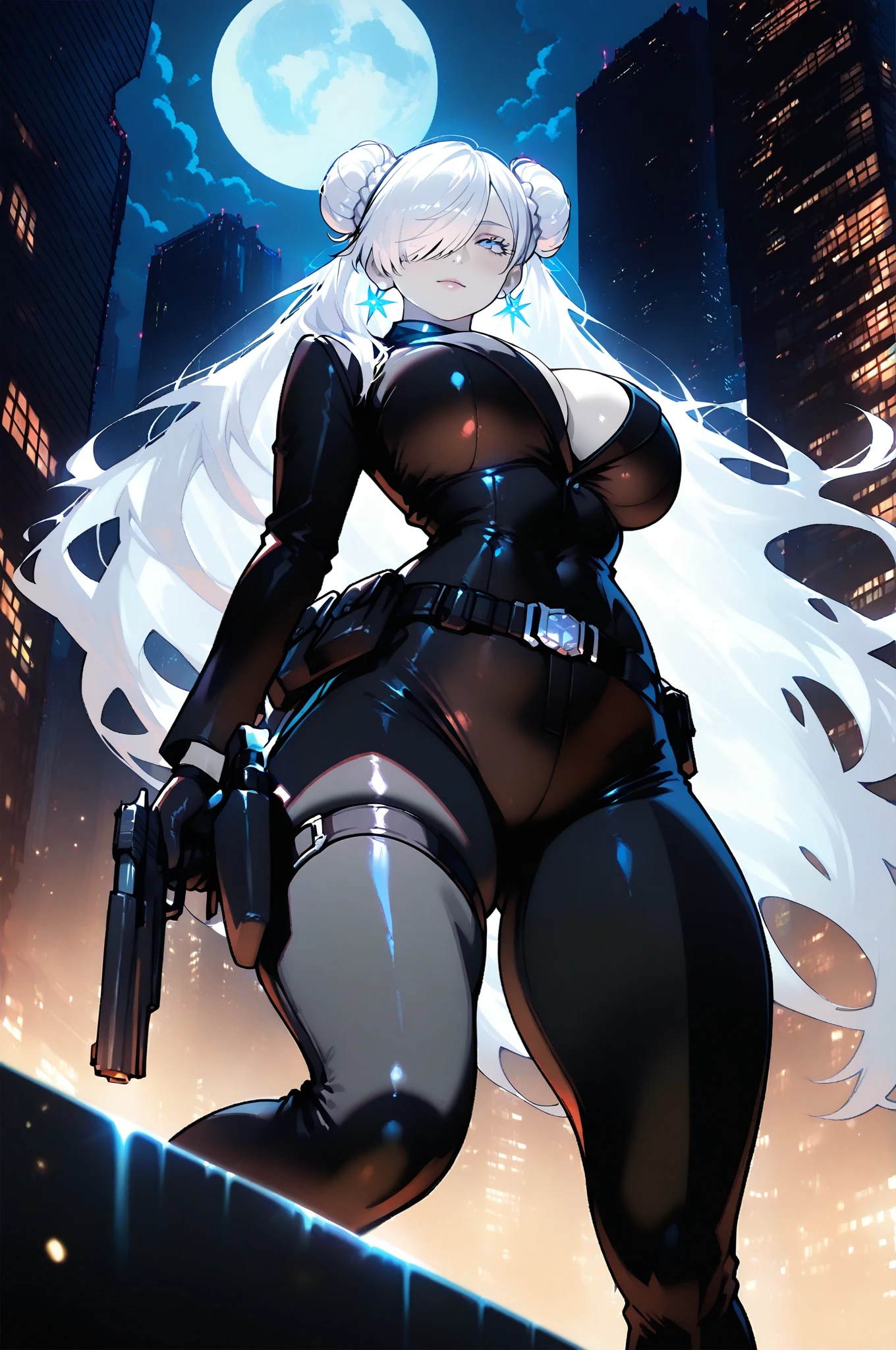 Best quality, masterpiece, women design model, silver suit, gigantic breast and hip, batlike helmet,