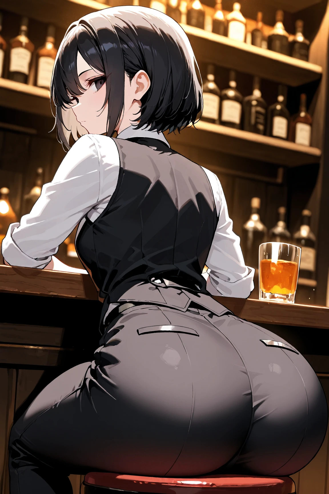 Young girl with blue hair,short straight hair and short bangs (purple eyes),, ((small bushy eyebrows)), wearing gothic lolita clothing, lolicon , large breast, breasts out of blouse, walking to school, bored look, bored face, , suddenly having sex in public, ((doggy style sex)), ((public sex in a restaurant)) naked ass in the male crotch, perfect anatomy, young boy fucking her

