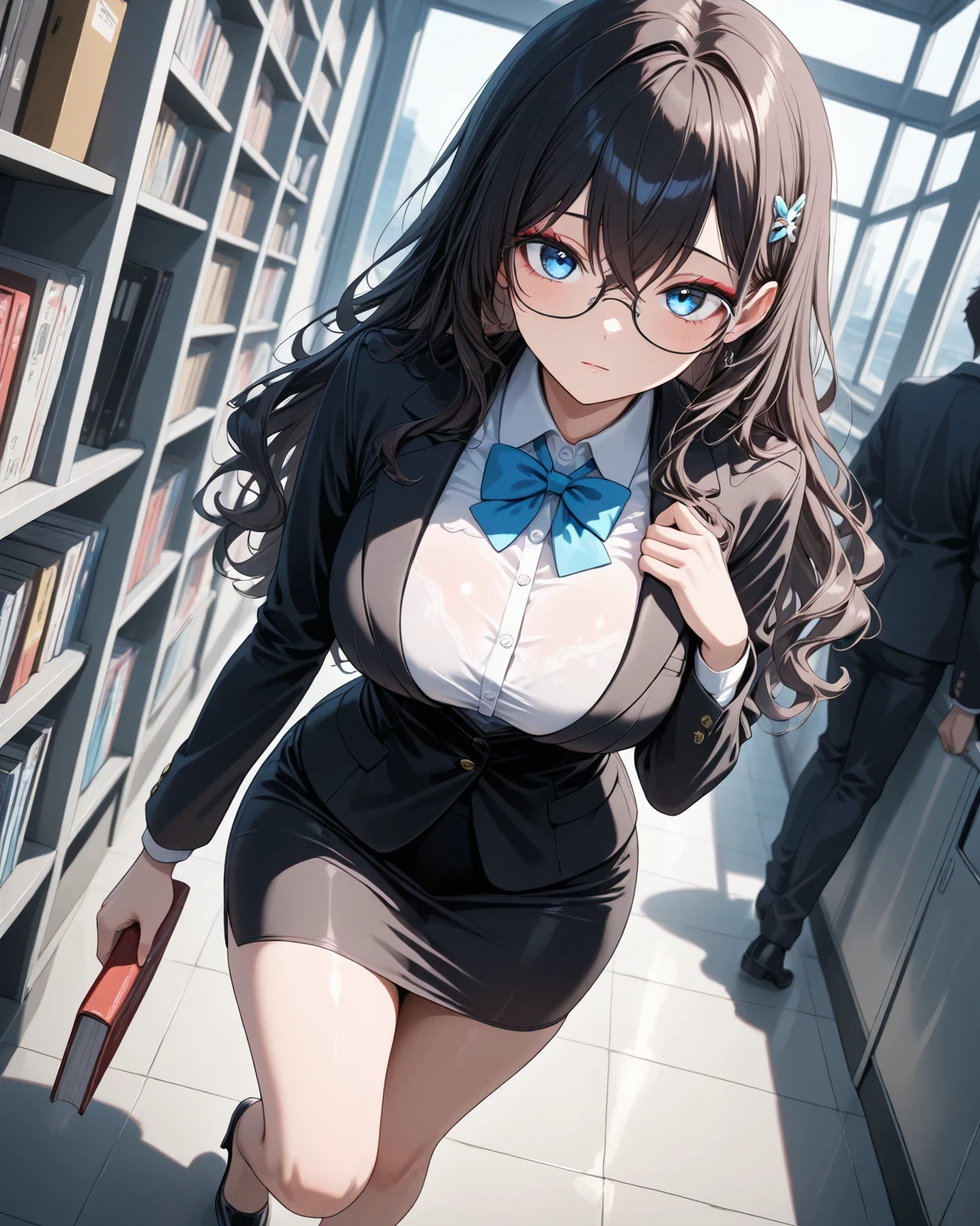 (Best quality, 8K, Masterpiece:1.3, 1 girl, solo, Beautiful girl), cute, Dynamism, Detailed face, Detailed skin, detailed clothes, Detailed eyes, Detailed lips, Detailed tongue, Detailed fingers, Detailed mouth, Photorealistic, Raw photo, highres, hight resolution, Natural lighting, dynamic pose, perfect anatomy, toned legs, double eyelids, tear bags, round eyes, moist lips, sweaty, ecstatic face, school uniforms, jacket, tie, brown pleated skirt, wavy hair, in the crowded train, crowds, half closed eyes, (masturbation), bra visible through clothes, sheer wet, blush, pov, open mouth, tongue out, ahegao smile, drooling, peeing, cum in pussy, skirt lift by herself, grabbing breasts herself, open legs standing, mesh panties, from below, glasses, pubic hair