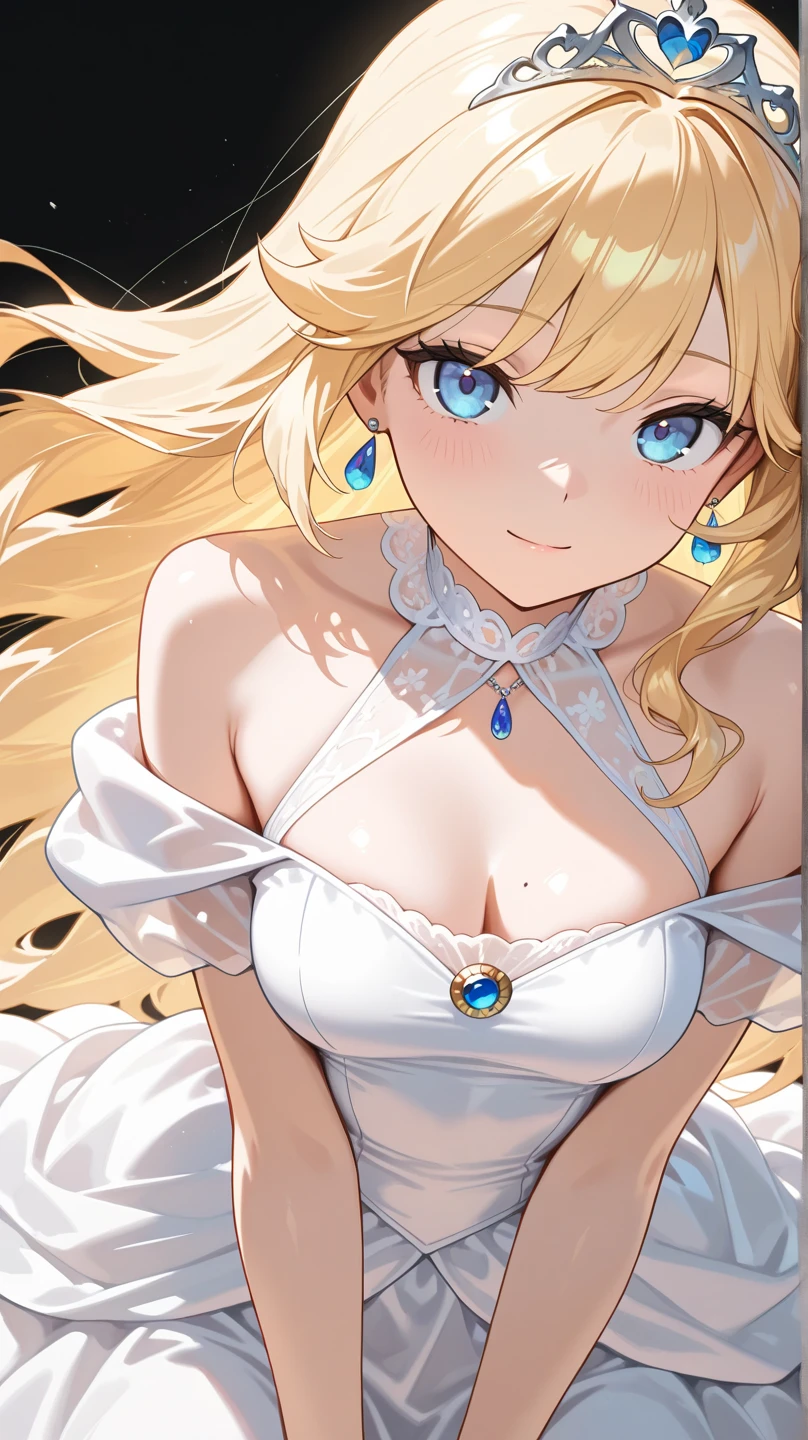 concept:Beautiful woman portrait。 quality:(最高quality:1.2, Comic Artwork, Comic book style, Very detailed, up to date, Vibrant, digital coloring, High Contrast, masterpiece:1.2, 最高のquality, Best aesthetics), illumination:sunshine, 柔らかく繊細なillumination, gentle shine, Subject information:alone, (((young woman))), (detailed expression), (Small face), (Skin with attention to detail:1.2), Long eyelashes, (blonde, Twin tails, blue eyes), Attractive big , (Slim figure:1.4), Highly detailed face and skin texture, double eyelid, pose for a photo, (((Pure white wedding dress:1.2, Pure Bride Costume:1.2, Beautiful Veil, The dress's embroidery is made with delicate techniques, A delicate, sheer lace dress))), Other details:Chapel:1.5, Standing pose:1.2, Beautiful Skin, Shiny skin, Perfect Fingers, Five fingers, Anatomically correct, Background blur,