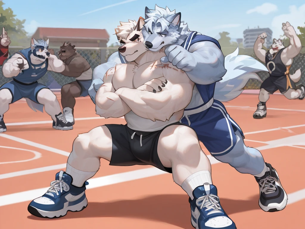 (highest quallity:1.2), (work of art:1.2), アニメ, ultra detaild, low angle
, (black Wolf:1.45), Great physique,strong arms, manly, body builder, (thin veins:1.9)
, (excessive sweat:1.7), (Sweat all over the body:1.7), (wearing no shirt:1.8)
, (Transforming from human to werewolf:1.9)
, (ultra detaild black dick:1.4), erection
, (urinate:1.1)
, fine grain, (ultra detaild eyes:1.4), black sclera, detailed pupil
, black tongue, saliva, saliva pingando
parte da heresão peniana, head appearing and becoming thick and hard so that his balls demonstrate satisfaction and relief with greater, bottom balls
, (rugby uniform:1.5)
, Of the null ghost, (class room:1.5), dark evening, (Be seen by many people:1.3), (Being touched by a human student:1.3)
, (Having your panties pulled down by a human student:1.3)