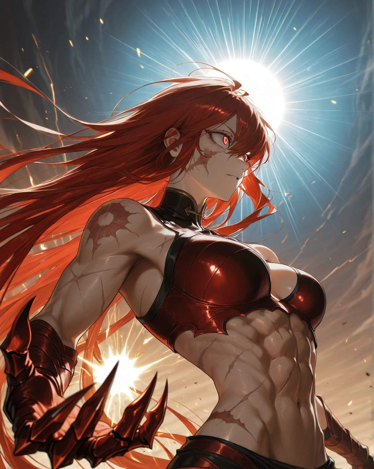 The goddess of war with abs was defeated,The wound is bleeding,moan in pain