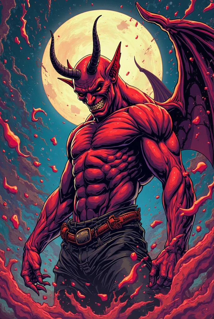 Devil upper body in illustration touch