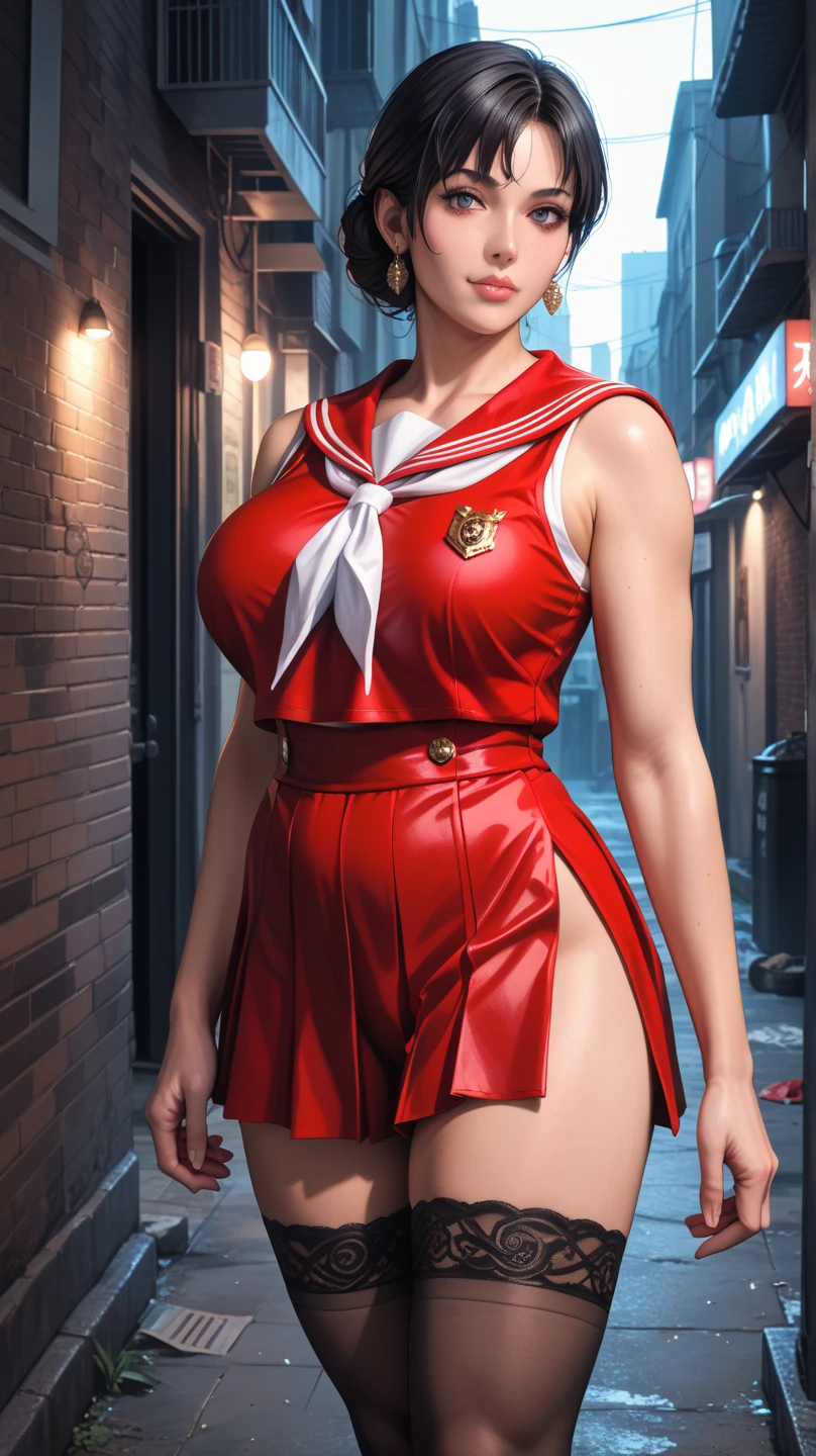 a woman,BeloBetty, sunglasses, hat, red outfit, portrait, medium breasts, thick thighs, small waist, curvy, muscular body, wearing red mini-skirt, highly detailed hair, detailed clothes, high quality artwork, 12k quality, cinematic light, dynamic light