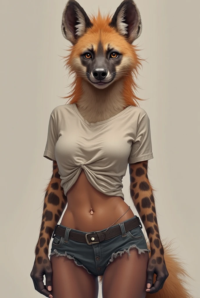 creates the image of a bitch with a brunette and chestnut-haired woman's body