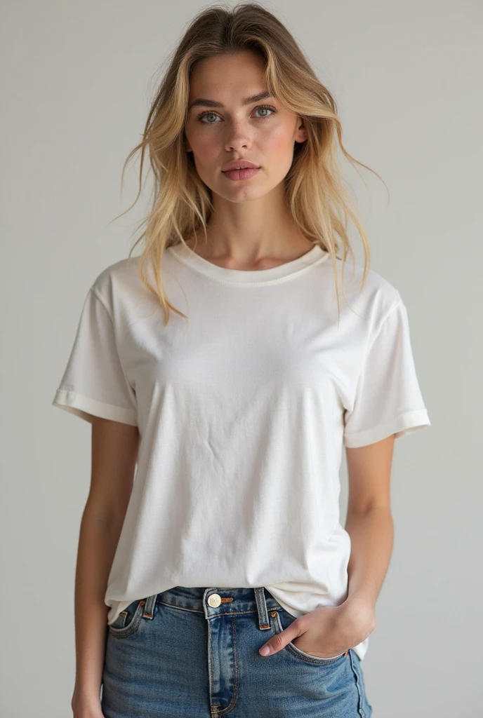 Create clothing store catalog image, Cropped Oversized feminino com manga curta.