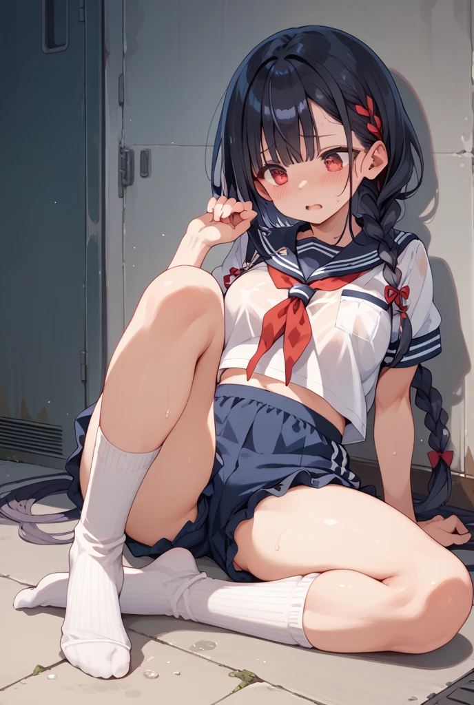 (names), ((best qualtiy)), (super detailing),( 1 rapariga), (Solo)((Toilets)), ((Urinal pools)), spread their legs, white panties, peace signs,, 15year old, lean legs, 校服, , Red eye circles, nipple piercing, tongue piercing, drools, White liquid, Wet uniform, sweat leggs, dampness, 耳Nipple Ring, nipple piercing, Stud perforation, a black choker, Loose tie, sockes, serafuku, Scarf, Sailor collar, white legwear,, Mini lingerie T-shirt,underbust, Beaded bracelet, Clench your wrists, long fingernails, with her mouth open, ssmile, By bangs, little breast,, perfect hand, Hand details, fixed fingers, Looking_Al_peeping at the viewer, high high quality, rich details, Perfect image quality,
