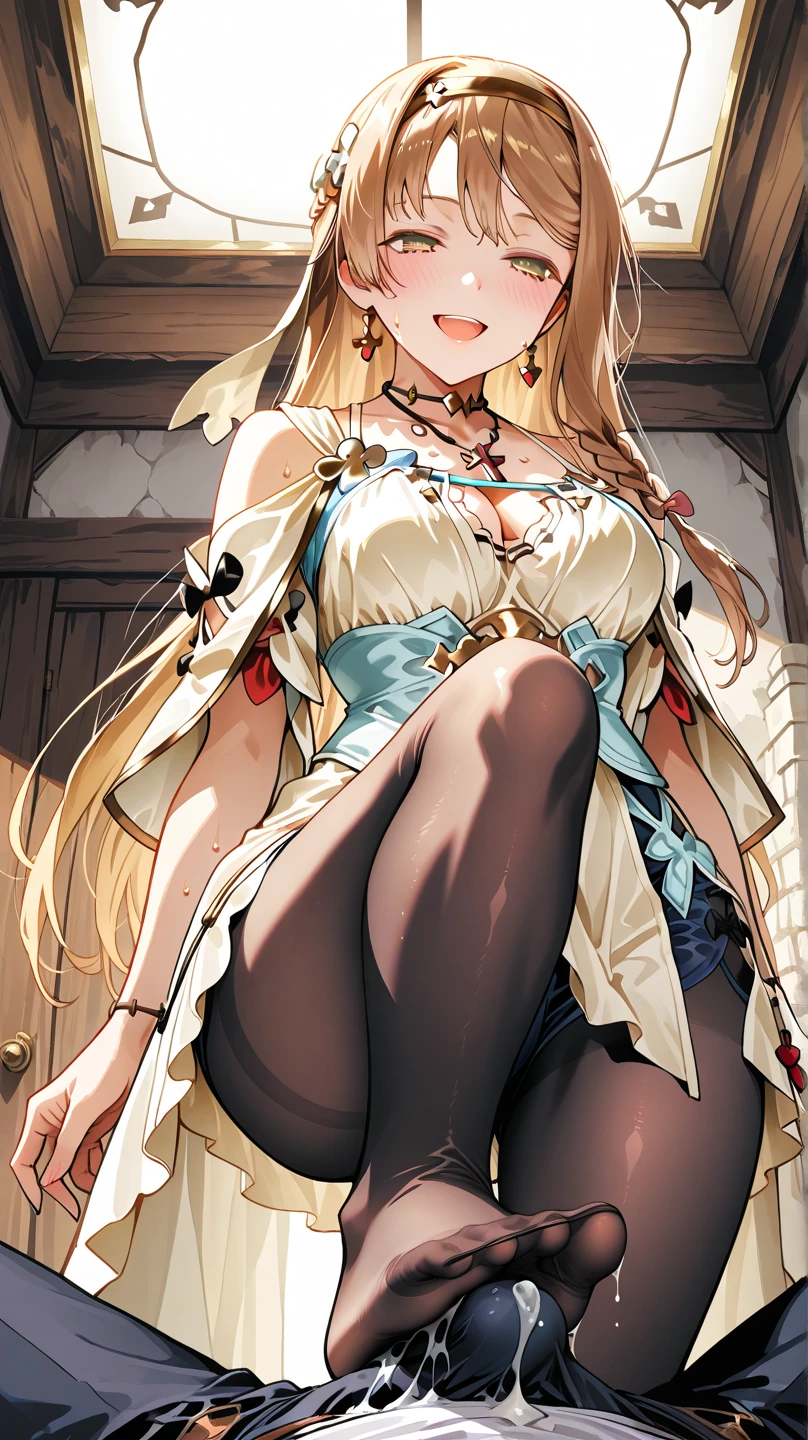 Masterpiece, best quality, 1girl, akai haato, blonde hair, ahoge, aqua eyes, heart hair ornament, very long hair, one side up, hair ribbon, red ribbon, [medium breasts:large breasts:0.4], boots, cute chibi, full body, white background, simple background,
