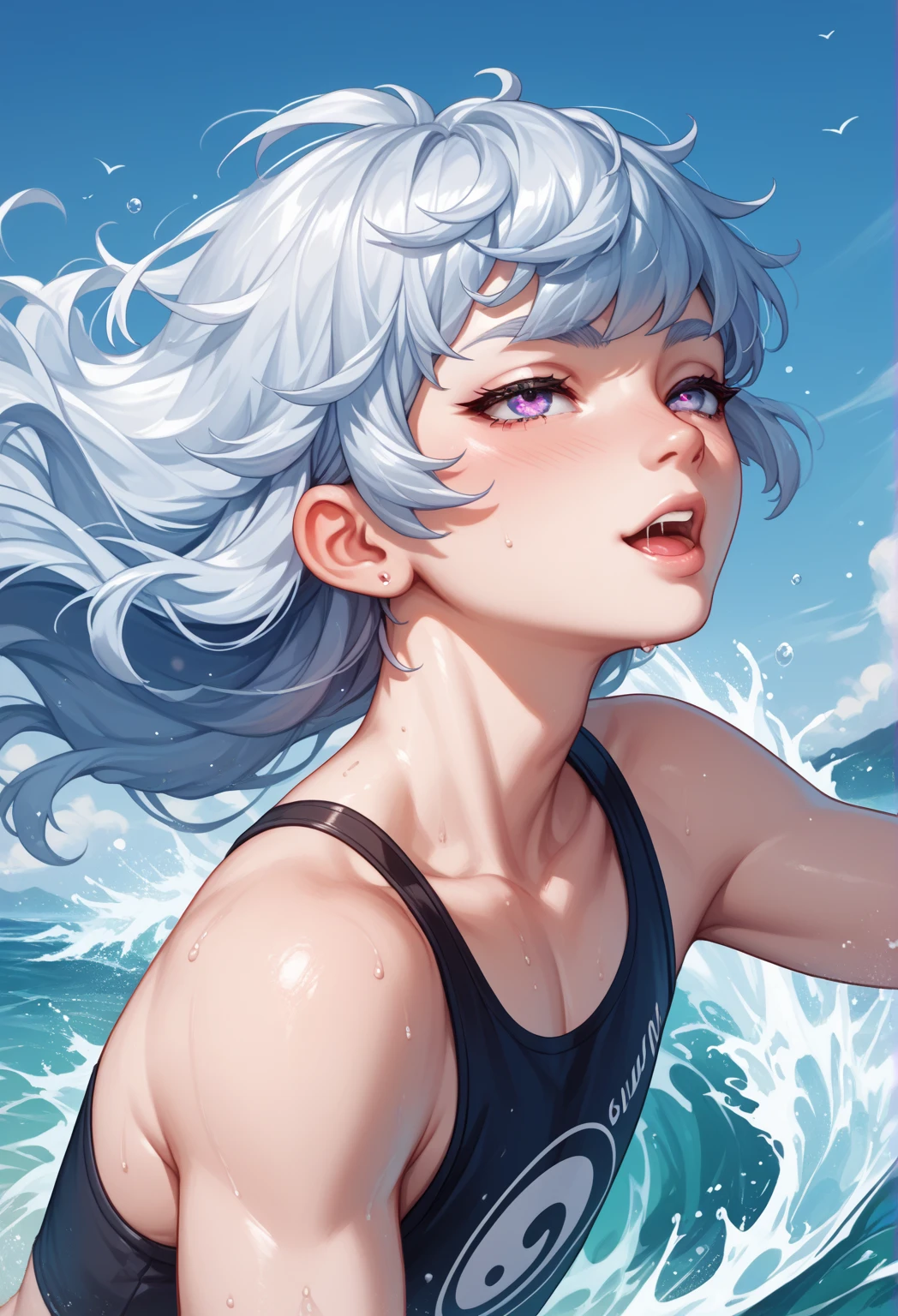 (Holder Neck Swimsuit,sunglasses)(Windsurfing woman)
