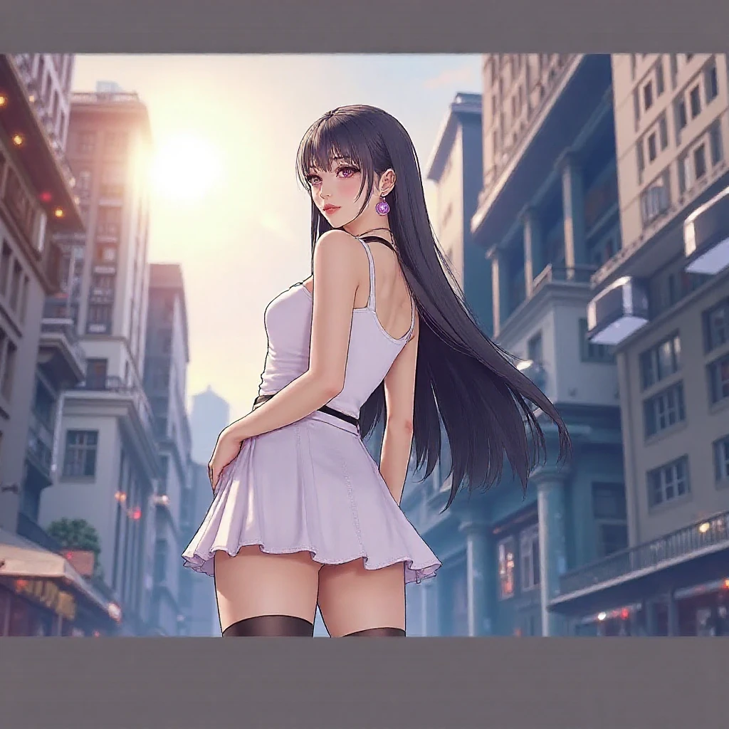 (8k, 超high resolution, best quality, Fragments flying:1.2),(26 years old:1.2)、(A bright smile)、(Look away)、Secrets Under the Moonlight:A night of and heartbeat,8k、Japanese girl original portrait、超high resolution、best quality、 (Small Breasts:1.5),(sleeveless knitted dress:1.5)、(From below:1.2)、Walk、Support your chest with your hands、(panty shot:1.2)、(City:1.4) Blake (Natural skin texture、delicate skin、Surrealism、Super sharp)、Intricate details、Written border depth、idol sculpture、Actress model pose、 Miss、、Black long hair、Rear view、Beautiful ass、Star film、best quality、high resolution))、(1 girl)、(Practical:1.4)、Solitary、shut your mouth、a happy expression、Smile happily、beautiful brunette、big eyes、Transparent double eyelids、eyelash、stick out ears、long neck、absolute area、Beautiful clavicle、perfect face、Bangs、pretty bangs、Thin lips、White skin、Small face、The face has become smaller、Draw all the heads、Look slightly upwards at the camera、(Look at the audience、eyes highlights、Light brown eyes、Lip gloss chest bulge、squat、White boots、