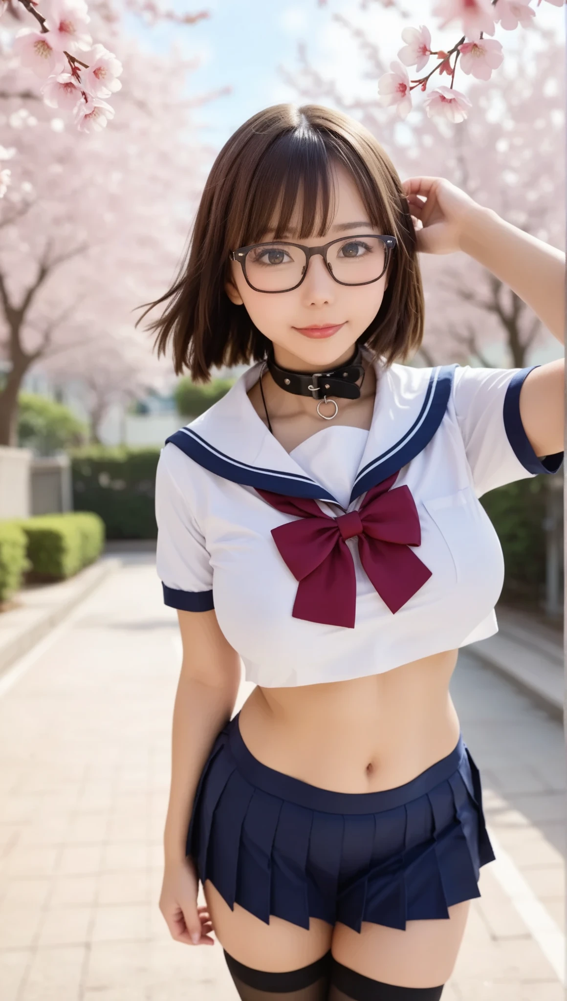 photo realistic,in 8K,masterpiece,dynamic angle,dynamic posing,professional lighting,high quality,high resolution,detailed background,:1.2,detailed black eyes:1.1, best hands:1.2,facing forward,pefect anatomy, correct anatomy, character focus,(1 cute girls:1.3,public hair:1.2,small chest:1.3,red rimmed glasses:1.2),(on subway platform
,sit leaning against the backrest on the bench),shorty,small body, tiny, skinny,brown low pigtails hair:1.1, blunt bangs,glistening skin,having fun,smile,long sleeve white shirt with collar with ribbon:1.2,1 school bag,BREAK
(open clothes:1.3, areola,bare breasts:1.4, bare nether region:1.3, bare navel, unclad),
BREAK