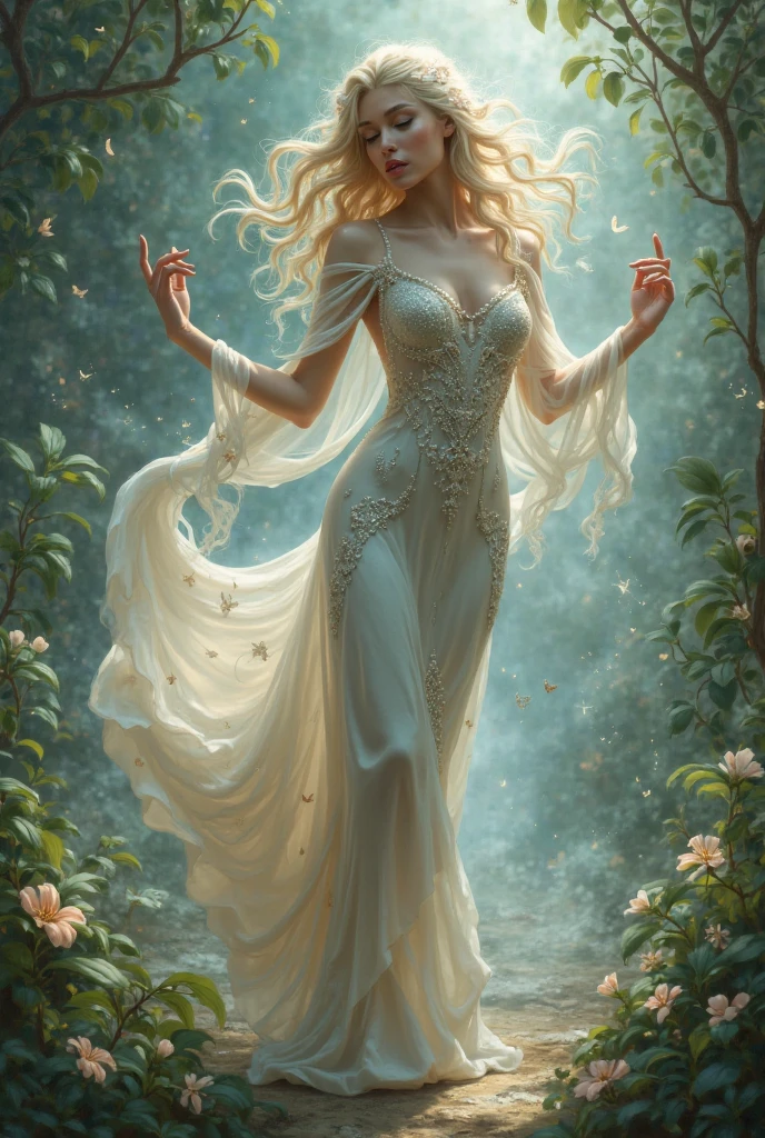 The angei's body glowed with a charming light in the sky