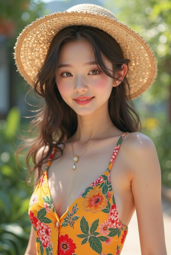 8K, best quality, very detailed:1.37), Eliana, ((18 years)), beautiful asian girl, (sahara desert), ((flat desert view)), (((motorway))), ((cactus)), (sand surface), (desert sand), ((Evening Light)), (Beautiful Luxury Floral Yellow Sundress), ((Luxurious yellow floral color dress)), High-resolution images capture extremely detailed realism., highlighting Eliana's determined expression, piercing eyes, And a confident attitude, Adds authenticity and meaning to images.. This visually striKing representation showcases Eliana's strength and dedication as a Beauty, cute Knees, cactus, beautiful smile 1:2, ((detailed face)), ((perfect body)), ((detailed hair)), ((detailed dress)), K, stylish pose, (Big ice cube in bacKground),  