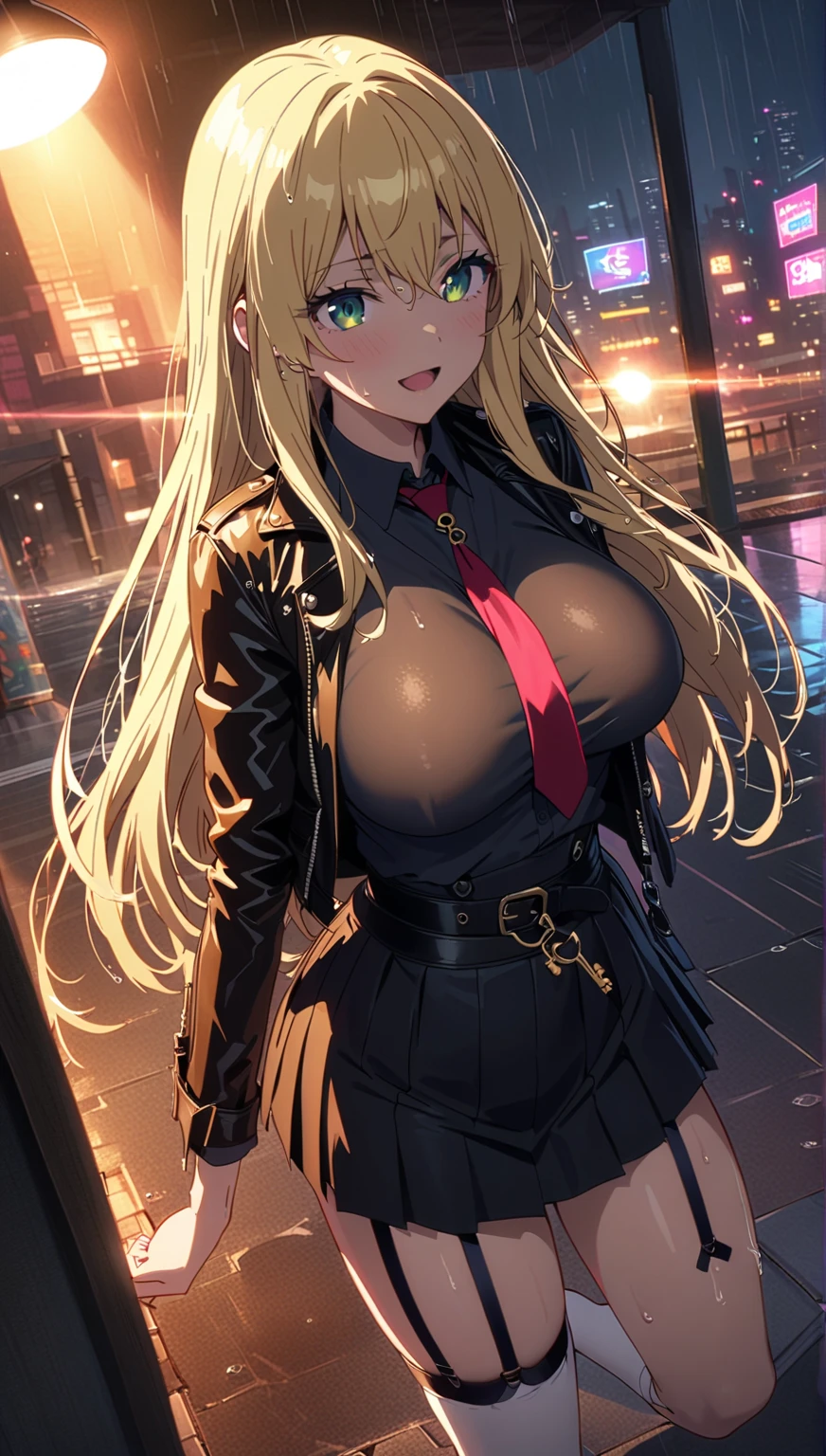 ((Cute and beautiful woman changing clothes)), ((22-year-old beauty)), ((bashful smile)), ((long shiny hair)), ((voluptuous bust)), ((excellent bust) Style)), ((miniskirt)), ((blouse)), ((gradient eyes)), ((background is a city night view)), attractive makeup, single view, NFFSW, UHD, retina, masterpiece , Accurate, Anatomical, Scientifically Correct, Textured Skin, Super Detail, High Detail, High Quality, Award Winning, Top Quality, High Resolution, 1080P, HD, 4K, 8k, 16k