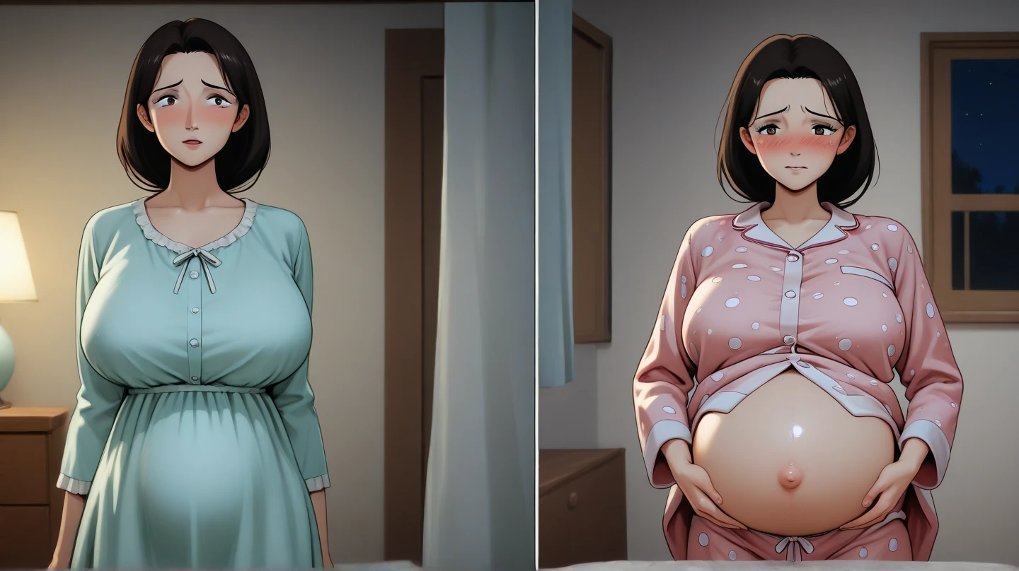 A pregnant young woman with long hair