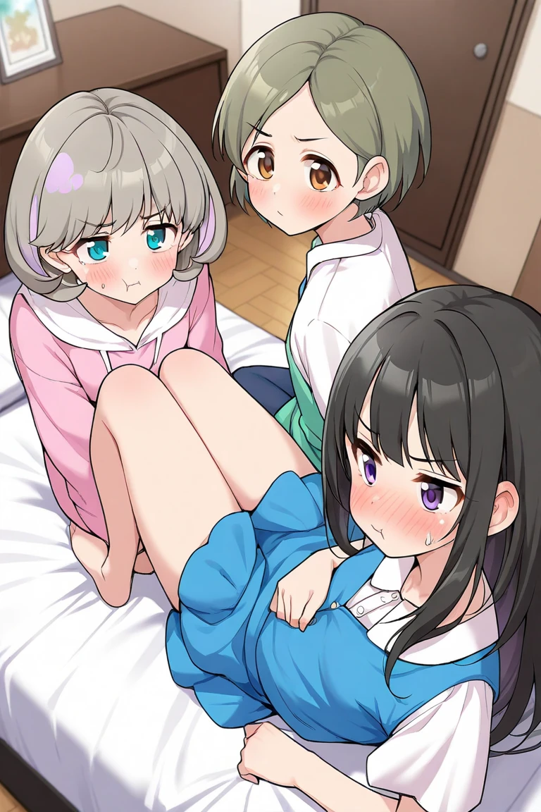 A busty two headed woman with an older woman and a younger girl as her two heads. She’s at a sleepover with the younger girl head’s friends. The older head is masturbating her huge cock and cumming into the younger daughter’s face while the young head is trying to watch a movie with her friend. Next to her is the daughter’s friend who can’t stop staring at the conjoined mommy and daughter’s cum soaked cock being masturbated next to her on the couch.