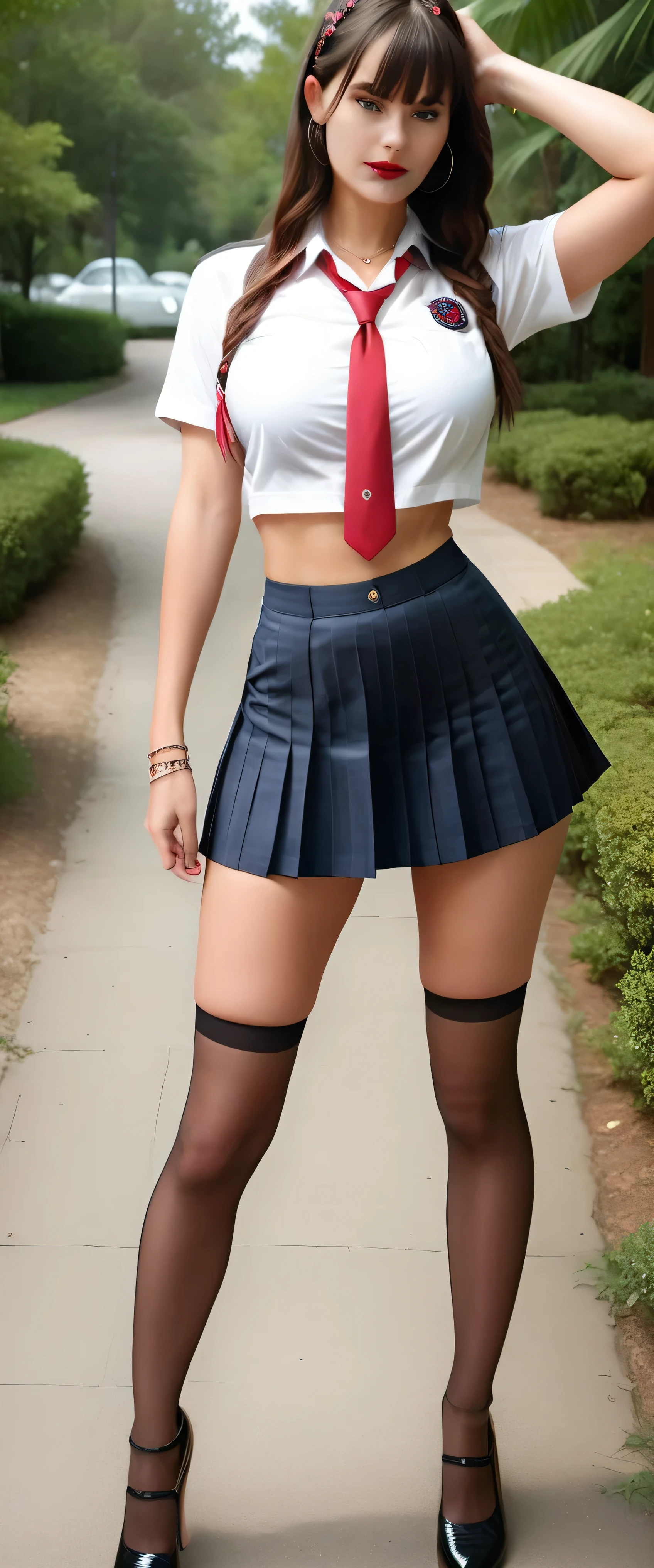 red lips,busty 18yo girl in  school uniform,anatomically_correct,rating_questionable