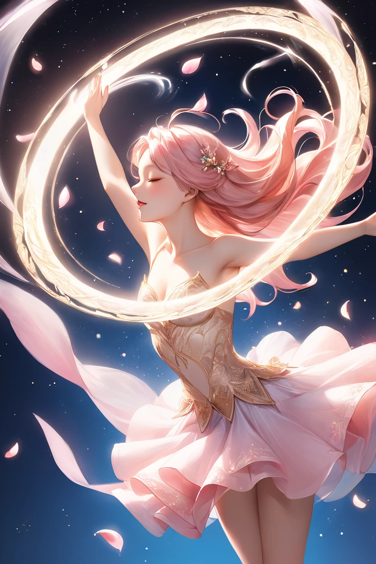 1girl,dancer, dancing, transparent dancer, translucent dancer, moon, starlight, party,upper body
