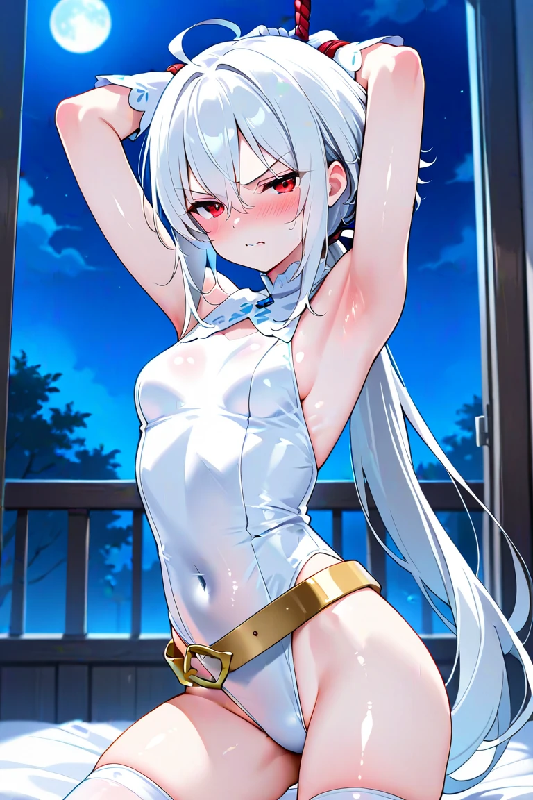 (Highest quality), (High resolution), (masterpiece), (Very detailed),(Bright saturation), One Girl,Long Hair,White Hair,Hair with gradient mesh, Rainbow Eyes, Flat Chest, , Silky skin, Shiny skin, Micro Bikini, The swimsuit is see-through, blush, Lust, Heart pupil, Heavy breathing, Love juice is dripping, Turn your butt, From the back,From below