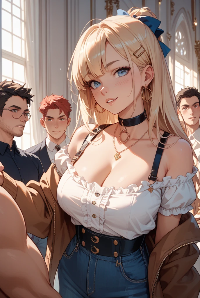 (Full body image: 1.5), completely packed bus with several men around Princess Zelda in Ultraman costume, squeezing her body, furry old man with bearded 90-year-old glasses holding her from behind. She has huge breasts, [hair|short|red: 25], [eyes|green:30], her look dela has a black shirt with white shot and white corset. They are around her to cover up the old man's actions della. She's happy giving a beautiful smile and showing off. Anime style, (16k:1.5), (highly detailed), (maximum quality), (maximum resolution), sharp focus.