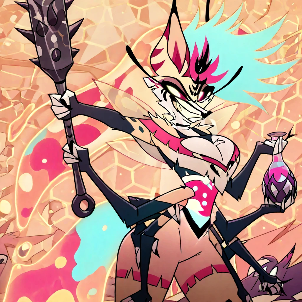 Woman with hot insect skin, Guyver style, eyes without eyeballs, evil look, scaraber reploid, bellows tail, cel shade adult animation, alien queen,