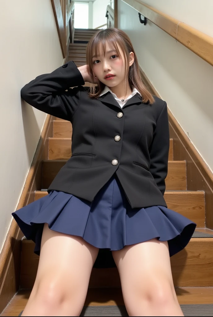 1 schoolgirl, high heels shoes, (the pubic area is visible), ((dripping menstrual blood)), cabelo cinza, seios grandes, pernas abertas,