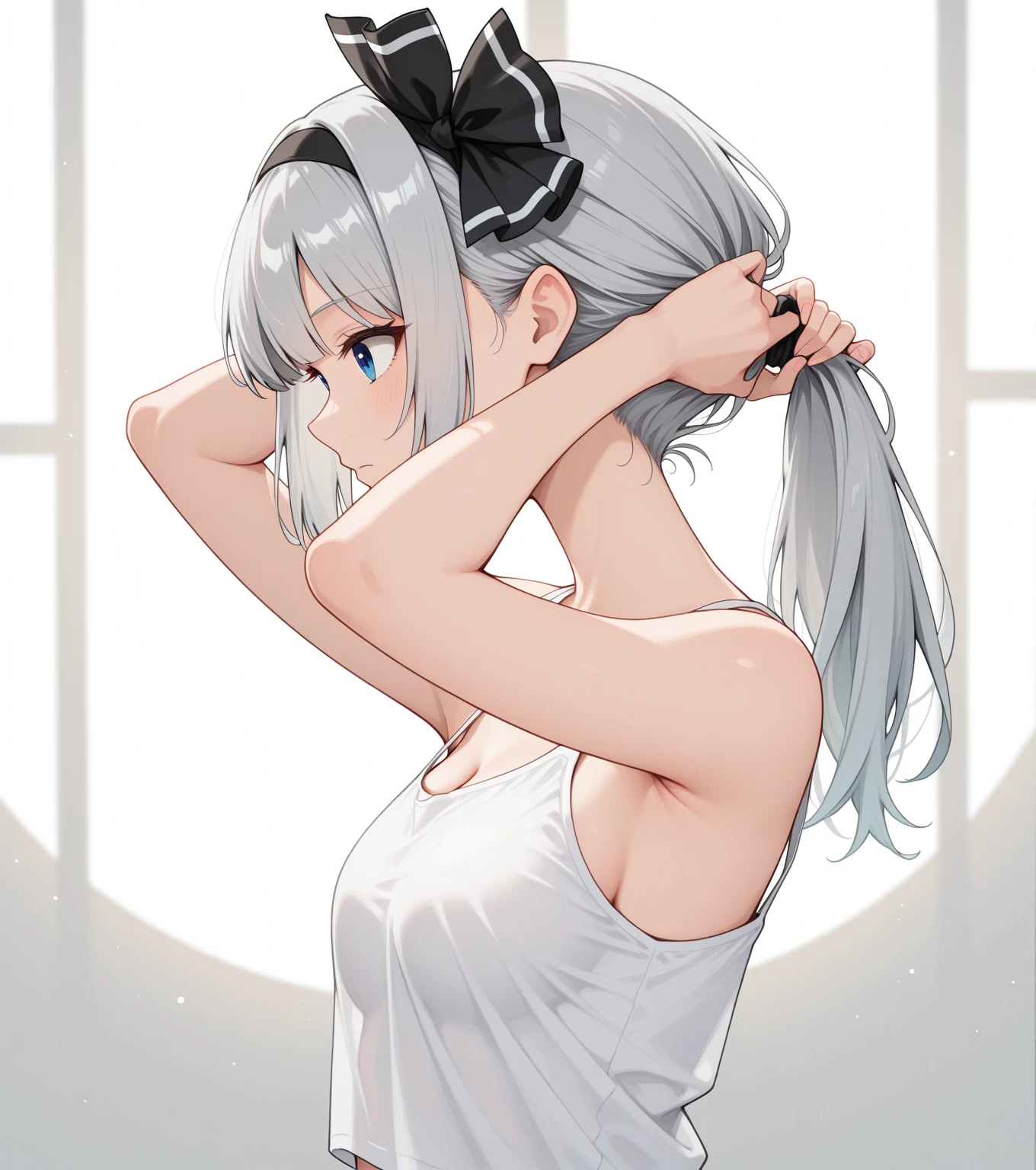 Hips,Beautiful back,Standing in front of the blackboard and writing,Fox Teacher,Translucent school uniform,Long hair,Added a little flexibility,Rich in layers,Soaked,White pantyhose,Sleeveless shoulderless,Big
