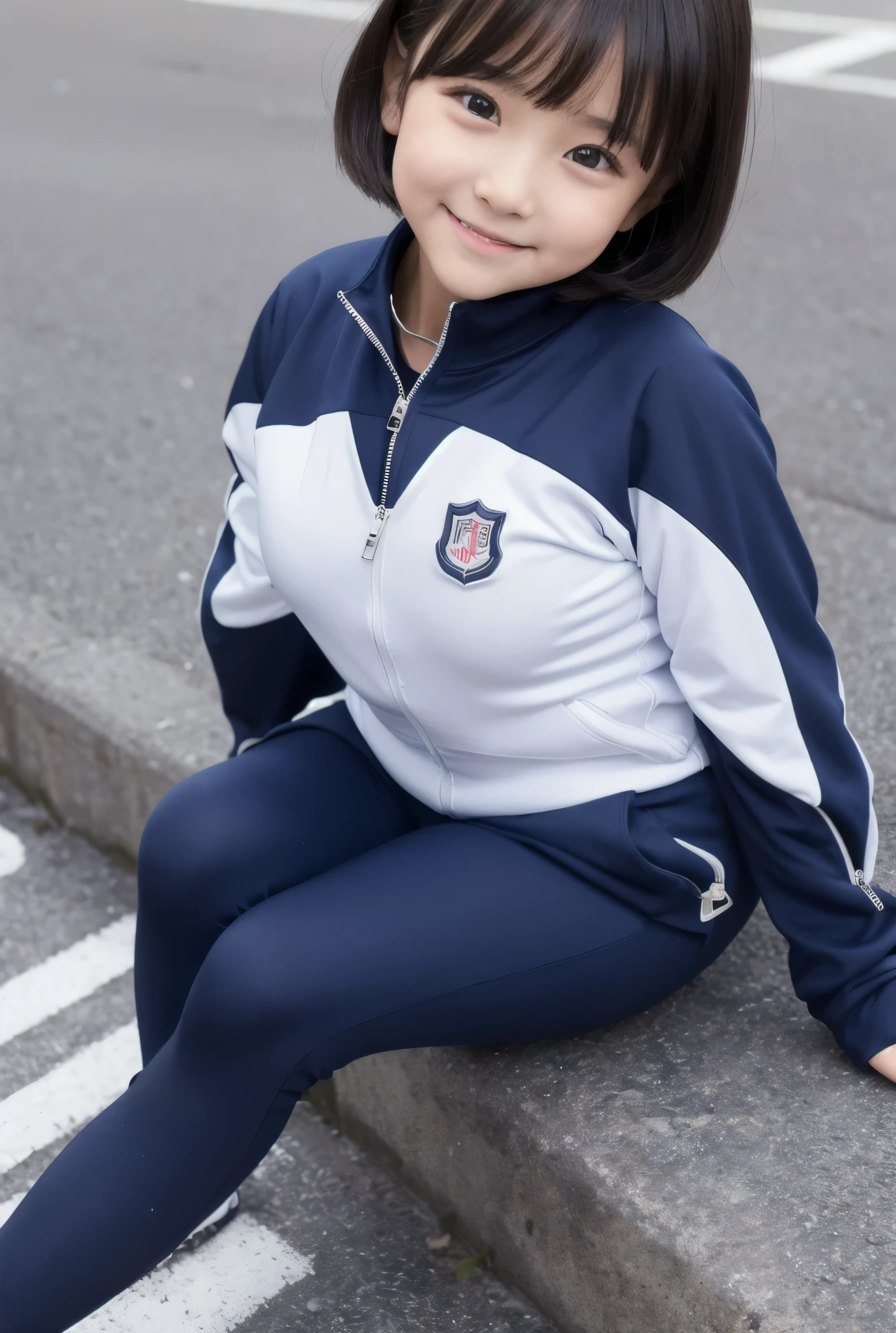 best quality, masterpiece, ultra high resolution, lifelike, 13-year-old junior high school girl,full-body shot,Crotch close-up,Mushroom hairstyle,Black hair is folded by the light into a beautiful face,Symptoms of urgent urination,plump girl,Blue collar white pantyhose,E cup breasts are tightly bulging(huge ),vacuum loading,((light blue leggings)),Cystocele,shape visible,slightly thicker thighs,Cross your legs tightly,(((The school compulsorily abstains from 2400ml of urine for 24 hours))),Run around the playground obediently