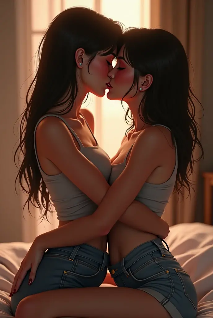 Two korean girl extra sexy make out at the bed