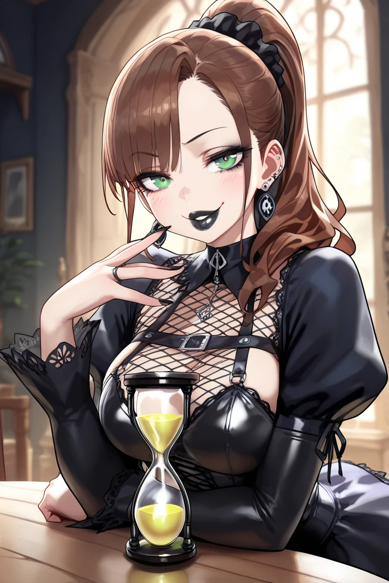 (small breasts:1.3), (perky chest:1.1), (pointed chest:1.0), (fashion magazine cover:1.3)，(from below:1.0),(from side:0.9),masterpiece, 1girl, Amazing Cleavage:1.1, thin waist, big ass, Raised sexy, small breast: 1.3, posed cleavage:1.2、solo, looking at viewer, open mouth, have a cute grass of cute beergrass,black hair, dark green eyes, dress, bare shoulders, jewelry, collarbone, sidelocks, hairband, earrings, indoors, off shoulder, :o, sweater, arms behind back, plant, short hair with long locks, gild hairband, off-shoulder dress, sweater dress, off-shoulder sweater, red sweater, dark gord hair, big side hair, very long side hair,is rendered in (masterpiece: 1.2, best quality), with (ultra high resolution) and an exquisite (depth of field). This masterpiece is not only visually stunning but also tells,A scene of cooking in the kitchen by classroom
