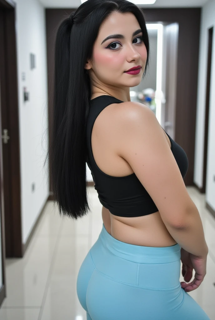 masterpiece, masterpiece, best quality, best quality, real, unity, 8k wallpaper, official art, highly detailed cg unity 8k wallpaper, ulzzang-6500, one girl, cute, professional lighting, ((long black spandex shorts: 1.37)), long hair, disheveled hair, (original: 1.2), (real: 1.4), ultra detailed, high resolution, ultra detailed, fantastic, Fine details, cinematic lighting, simple costumes, detailed clothing texture, bed, sleeping, back view, buttocks, projected from above. (8k, RAW photo, highest quality, masterpiece: 1.27), (realistic, photorealistic: 1.37), physically based rendering, handsome, masterpiece, highest quality, high resolution,