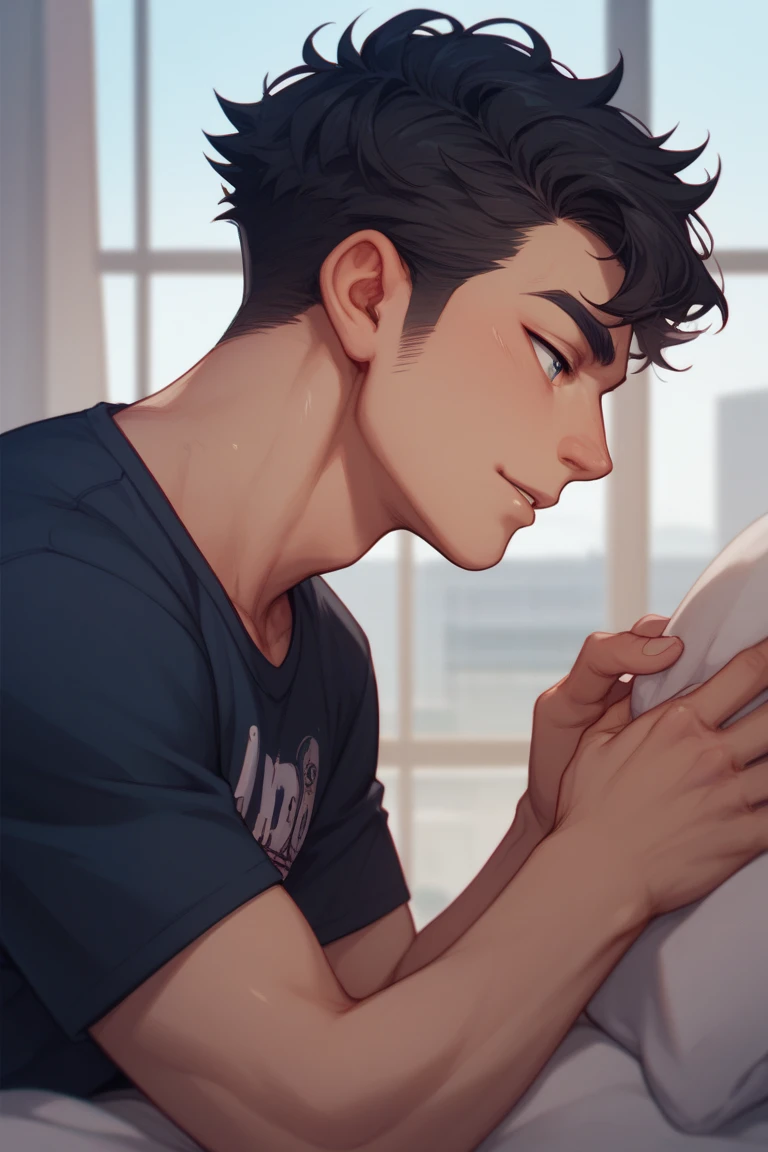 score_9, score_8_up, score_7_up, 1boy , sniffing armpit, flustered <lora:DI_sniffing_armpit_pony:1.0>