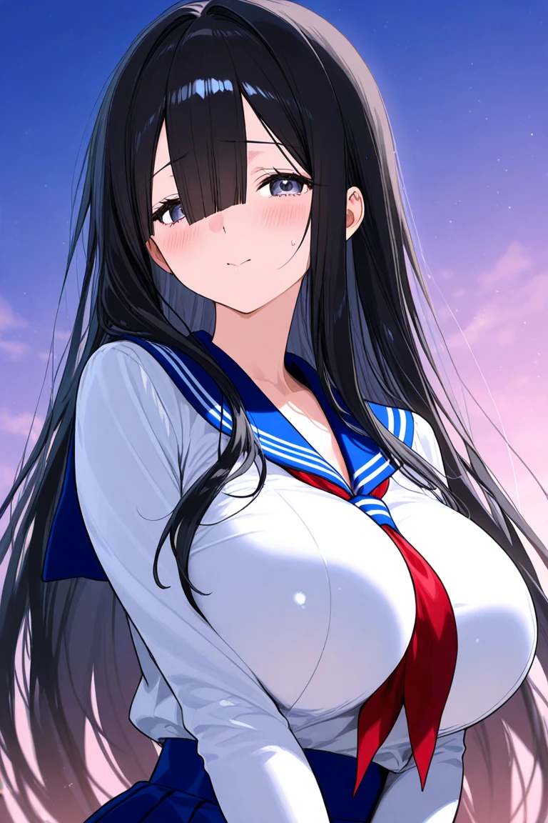 20-year-old woman、Japan 、(可愛い色合いのSailor suit)、(white sailor collar)、smile with a sexual expression、Cute hairstyle、Huge breasts 、Side view close-up of shoulder、(Side close-up of the collar)、high resolution、beautiful girl、Sea side、Sailor suit、((White sailor collar))、No sleeve、Checkered Pleated Skirt、stockings、(Big Breasts)、Fluttering chest、Accentuate your breasts、No sleeve、smile、Panty shot、Panty shot、Cute patterned panties、Pants with cute patterns、Show me your armpits