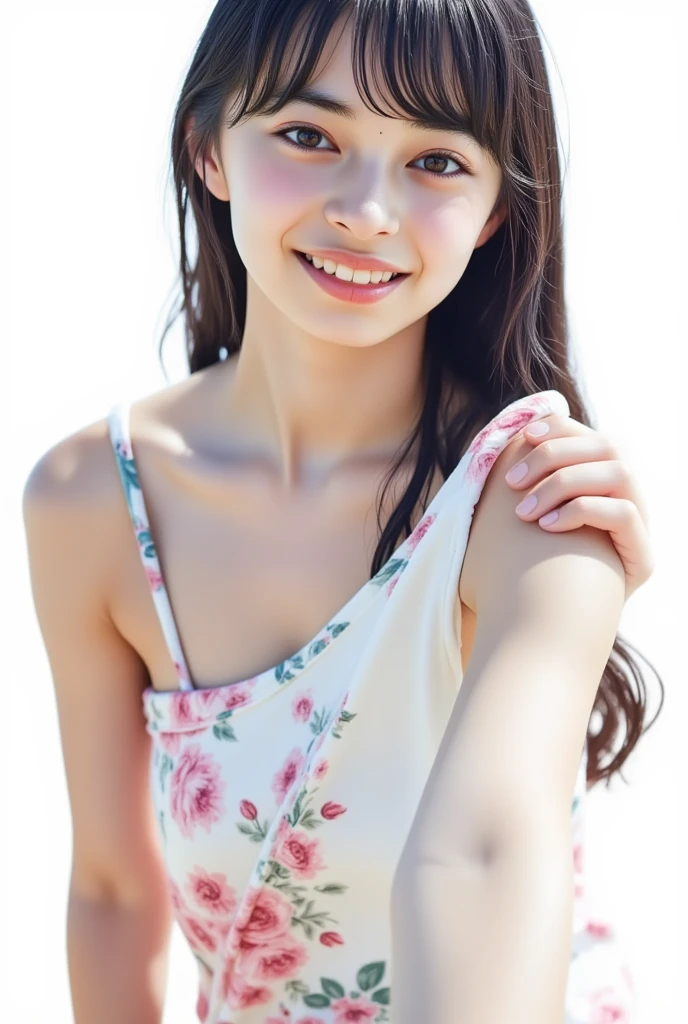Japanese、18-year-old、Very slim、((Smiling))、Summer clothing