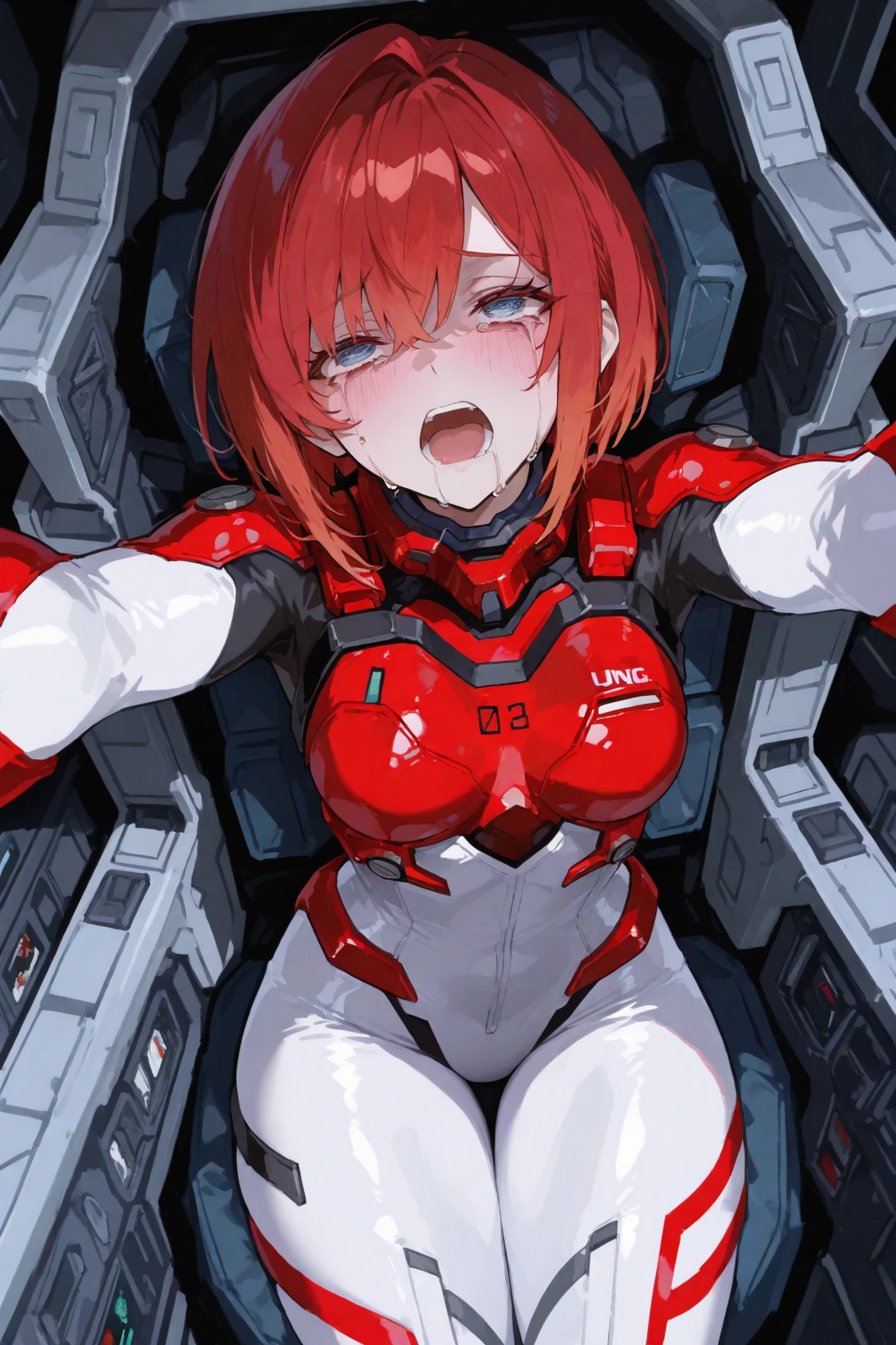 (blush),(embarrassed),(mouth opened),(clear liquid from the mouth), (heart-shaped pupil:0.8),(detailed eyes),(double eyelids),(after sex),(losing consciousness after sexual climax),(Small round face),(Perfect high nose),(Perfect big eyes),(Beautiful double eyelids),(crying for sexual climax:1.2)
