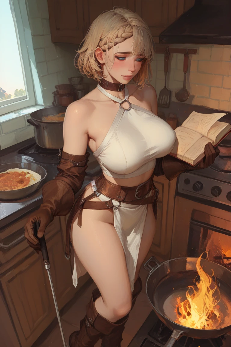 (fantasy:1.5),(anime,8k,masterpiece, top quality, best quality,beautiful and aesthetic:1.2,professional illustrasion:1.1,ultra detail:1.3,perfect lighting),extremely detailed,highest detailed,incredibly absurdres , highres, ultra detailed,intricate:1.6,(Alchemy Workshop:1.4),A girl mixing,Medicine in many small bottles,holding small potion,colorful:1.4,zentangle,(1girl),(girl),(Three kingdoms female warload),(highly detailed beautiful face and eyes,firm breasts),oily skin,(black,hair,short bob with short pony tail hair)),thin pubic hair,cute,lovely,34 years old,alchemist costume,Merchant's Clothing,smile,in the kitchen,smile,seductive smiling,(with sparkling eyes and a contagious smile), Looking at Viewer,