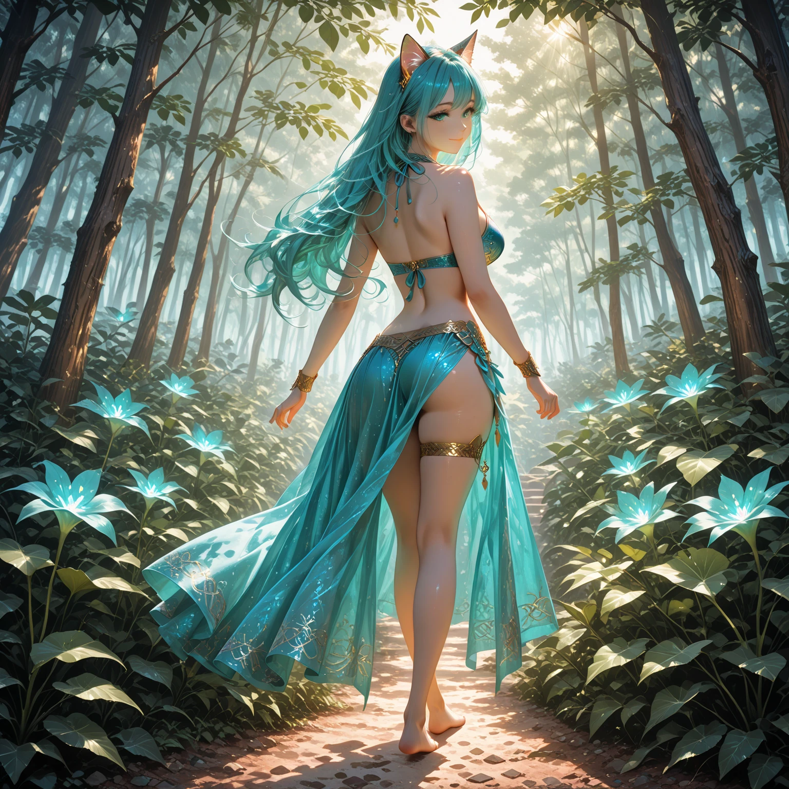 (best quality,4K,8K,high resolution,chef-d'artwork:1.2),ultra-detailed,HDR,animated,(((2femelle))),personnage de jeu vidéo,osamod,sexy,des yeux captivants,pouty lips,seductive expression,visage expressif,cheveux fluides et vibrants,Colored hair,cheveux 2 couleurs,colored skin,resistant ((seulement de la lingerie,)) Elaborate lingerie, corps parfaitement aléatoire,tout le corps, random flirtatious pose,regarder directement dans la caméra,faire preuve de confiance,powerful abilities'osamoda, aura qui l'entoure,palette de couleurs fascinante,soft, ethereal lighting,playful and mysterious atmosphere,verdure luxuriante en 3D de style dessin animated,Dense vegetation,atmosphère brumeuse,paisible et serein,ambiance magique,insectes bourdonnants,murmures silencieux,Hidden Treasures,ruines antiques,Timeless beauty,eaux calmes,reflective surface,brume brumeuse,les rayons du soleil regardent à travers les arbres,lumière du soleil tachetée,ombres sombres,Mysterious Creatures,zones humides luxuriantes,Un écosystème unique,rare species,des pas tranquilles,les pieds dans la boue,serein et tranquille,roseaux chuchotants,Emerald green, brise,sparkling droplets,grouillant de vie,hidden nooks and crannies,des chemins unexplorés,feuillage épais,Rich biodiversity,symphonie harmonieuse des sons de la nature,reveal secrets,ethereal beauty,paysages majestueux,rencontres magiques avec la nature,quiet escape.RUPTURE PAR DERRIÈRE