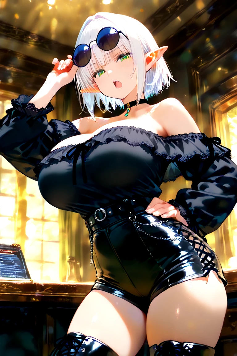 short hair,nice,Thick thighs,fit,Spread your legs wide,At the casino lounge,Browsing Caution,Fine grain,Skinned,Sexy pose,1 girl,highest quality,Embarrassed face,Big Breasts,Accentuate the cleavage,High Kick,4K,nsfw