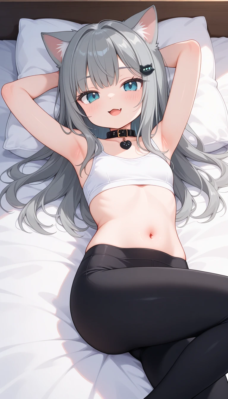 (Best qurity ;1.2).(,1girl 1 boy, cuddle with girl,pat head :1.2),medium breast,Long hair,white hair,nice eye(thigh sock,full body shot),ribbon,(,cute,),tsundere,short skirt,sport bra,requesting a hug,beging,pleading eye,blush,birth mark on thigh