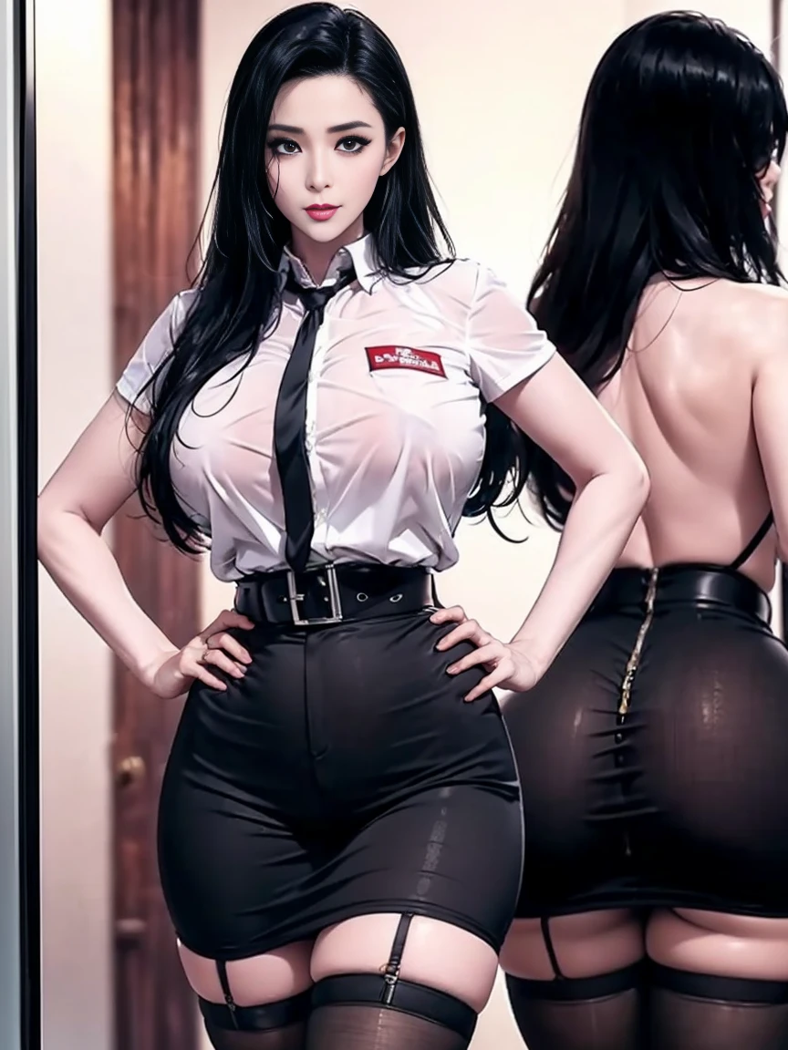 animesque　female pervert　big breasts thin waist　a navel　stomach　measure　measurement　55 cm