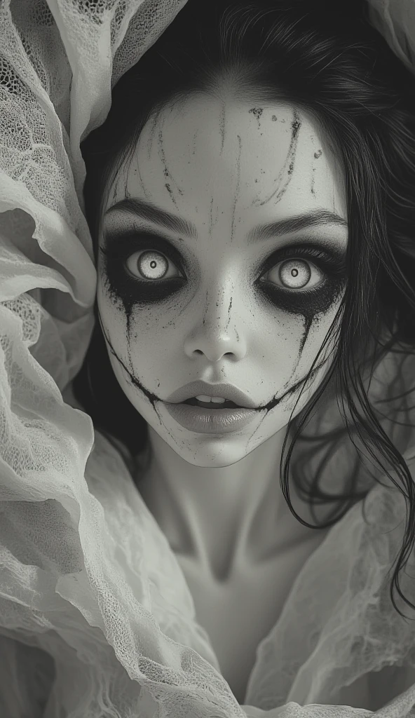 Black metal,deadmetal , girl and man, wearing corpse make up,cinematic film still of ,front on church  sharp detailed,
a men with her,looking at viewer,monochrome,,lips,portrait,,realistic,air , realistic, real, photo real, cinematic, dramatic, film look, dramatic light, unreal engine, 3D computer graphics, hdr, Hyperrealism Style, closep, shallow depth of field, vignette, highly detailed, high budget, bokeh, cinemascope, moody, epic, gorgeous, film grain, grainy