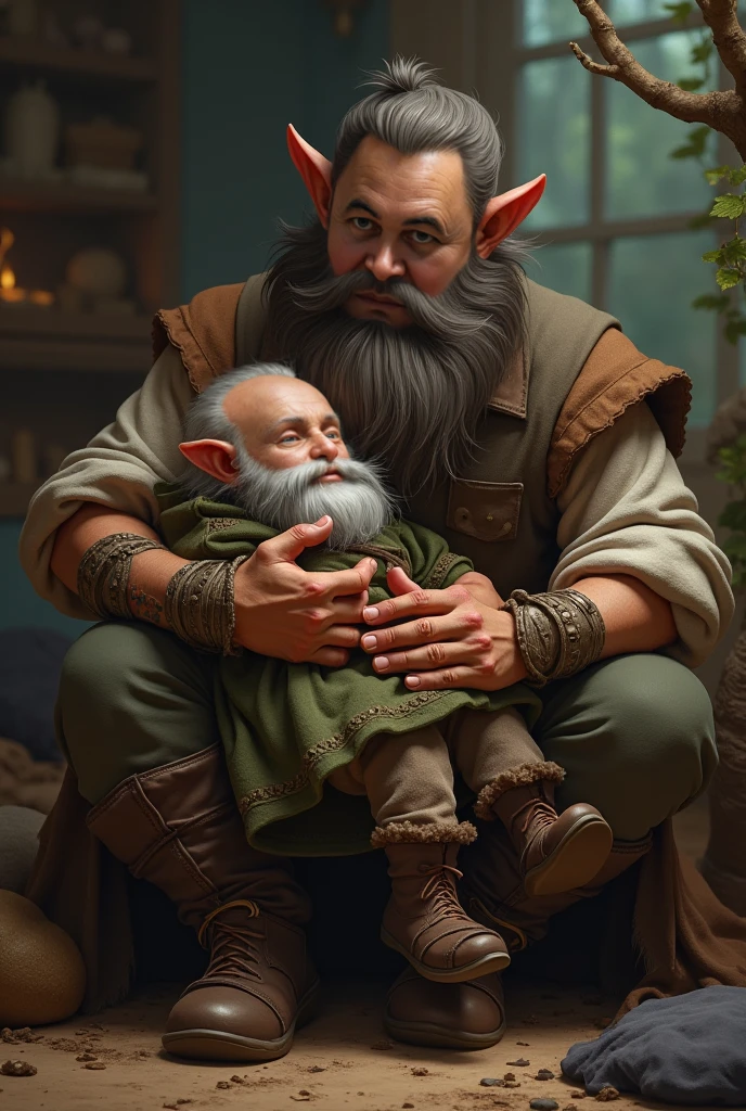 (cbzbb:1.25), portrait of (((cutest Baby Ian McKellen's Gandolf the gray wizard))), (((Gray hair))) (((Gray beard))) (((hood up))) and (((Elijah Wood's Frodo))), (((cute baby illustration))), (((in the Shire))), artstation, CGI_Animation,