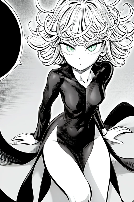masterpiece, best quality,Tatsumaki from one punch man, short green hair,naked,bare, nsfw,nude,white background,ass,