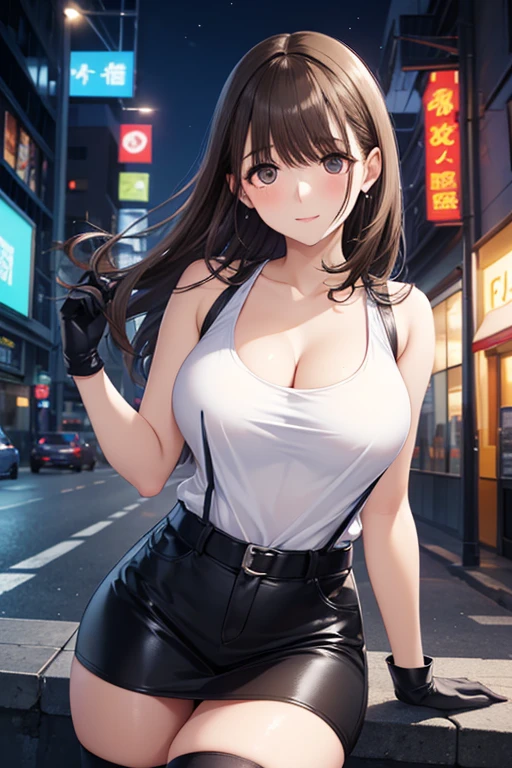 (masterpiece, best quality, super detailed:1.perfect composition, 4K, (Very detailed, super detailed), soft light, raw, human development report, 8K textures, extreme details, Highly detailed skin texture, epic details, HD, 1 girl, (exquisite eyes:1.3), (18 year old girl:1.3), (skinny), (), small, on the street, people;in people, night street, night light, neon lights, japanese manga, illustration,  