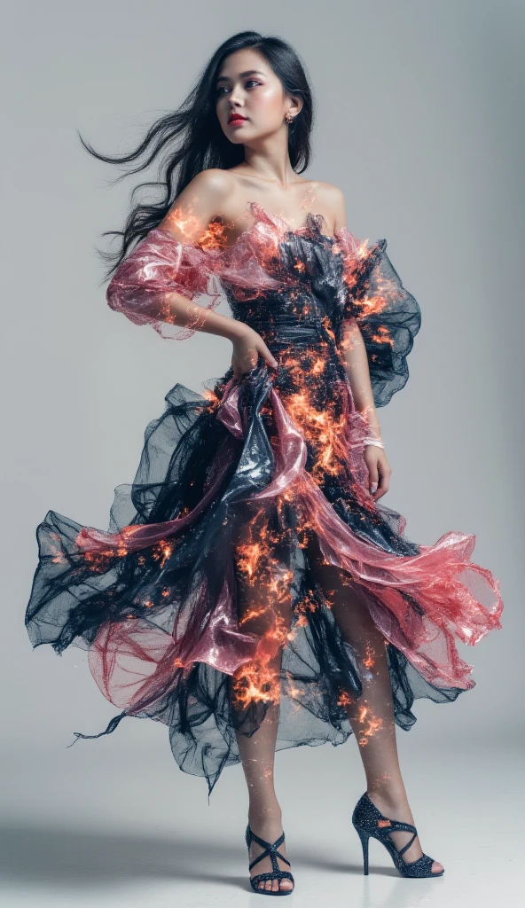 fashion school uniform, avant-garde style, luxury materials, high quality, detailed, 4K, hyper realistic, photorealistic, studio lighting, physically-based rendering, extreme detail, professional, vivid colors, elegant, luxury, futuristic, metallic, iridescent, shimmering, intricate, complex, layered, flowing, asymmetric, dynamic