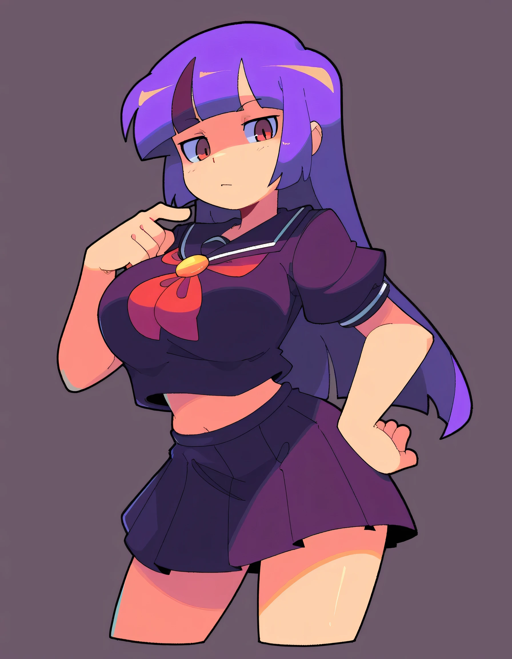 shampoo ranma 1/2, sexy, fitness, muscular, thick thighs, thin waist, large hips, small breasts, purple hair,