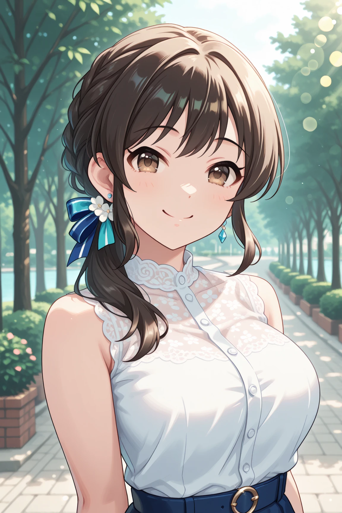 permanent,Cybermetropolis,Top lens,close up,Detailed portrait of anime girl,Observation deck,Rooftop,Blue and white cheongsam,shopping mall,open mouth,shopping centre,night,Night,night city,city