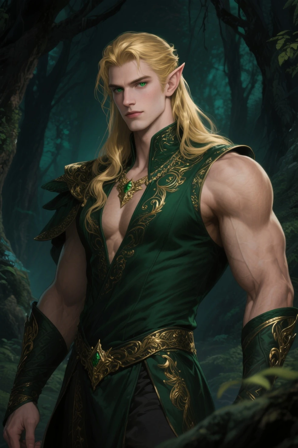 (8k,shipmentsrrealista shipments Maximum quality;1.4) (ung boy) Super handsome king of the underworld (lifelike face) (long hair, bright green floral hair) slenderbody Muscular and hairy and macho Shiny green floral aristocratic outfit with large golden eyes bright green floral decoration Fangs peeking out of the mouth Pointed claws a seductive gaze Beautiful expression A hyper-realistic (King of the Underworld) appealing (real looking skin) super high resolution high détail Luxury floral green pants golden pink green aura emanating from the body effect green floral transparent cover