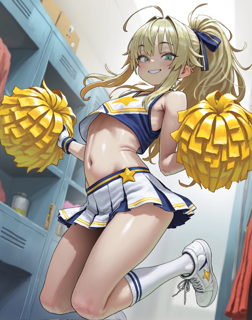 One wearing a cheerleading outfit、Cartoon picture of woman wearing pompom, Kitagawa Marin fan art, splash ink art anime , Mirror sound bell, ecchi style, ecchi anime style, The highest rating on PixiV, clean anime art, kawaiiyami, eechi, Misty Rain Magic Sand, In Pixiv, Pixiv Contest Winner, KDA and Sanyang